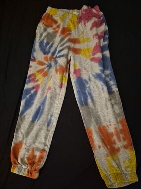 Tie-Dye Grey Jogger Sweatpants with Multicolor Tye Dye Print